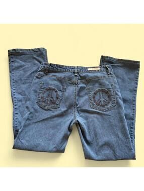 Vintage Cos Jeans with embroidered/ embellished peace sign back pockets